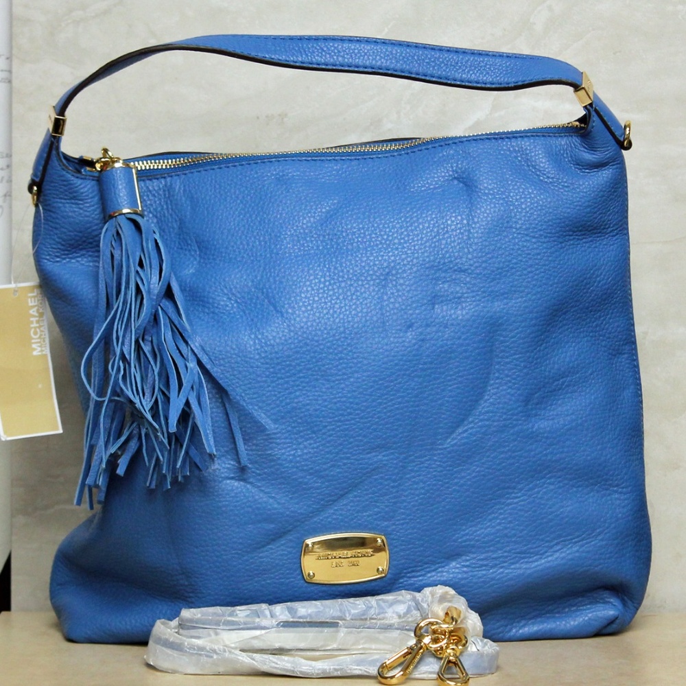 Michael Kors Blue Leather Bedford Shoulder Bag